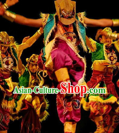 Tibetan Dancing Costume and Headdress Full Set for Women