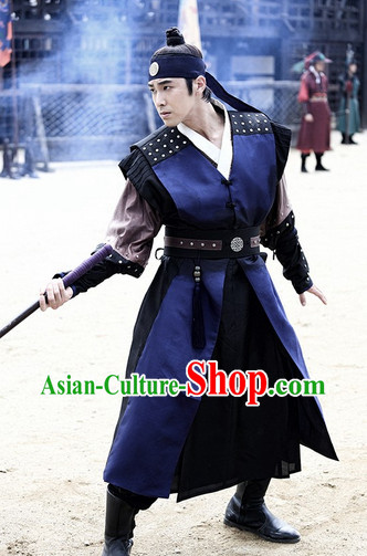 Ancient Korean Knight Costumes and Headwear Complete Set for Men