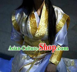 Chinese White Yellow Swordsman Costume Complete Set