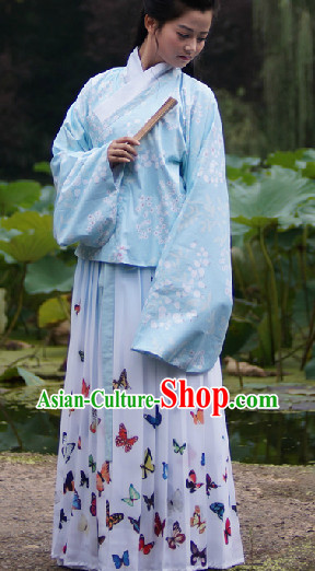 Ancient Chinese Ming Dynasty Coat and Butterfly Skirt Complete Set