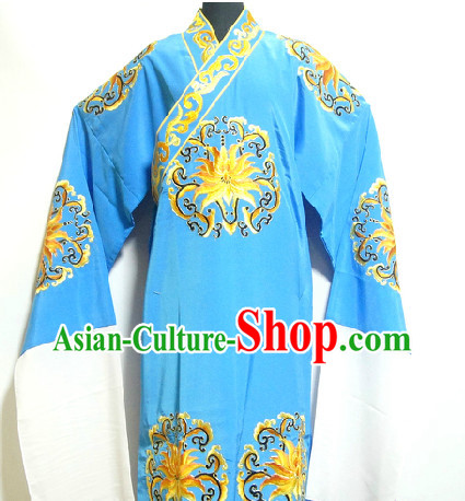 Chinese Blue Gold Embroidery Robe