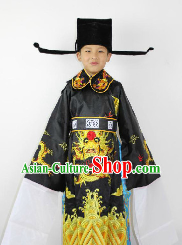 Traditional Chinese Stage Guan Gong Costumes and Hat for Children
