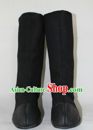 Traditional Chinese Black Boots for Adults