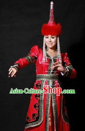 Mongolian Noblewoman Clothes and Hat Complete Set