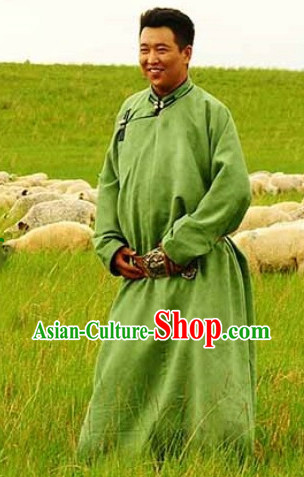 Mongolian Green Robe Clothing for Men