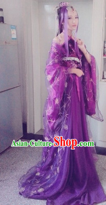 Purple Chinese Empress Cosplay Costumes and Headdress Complete Set
