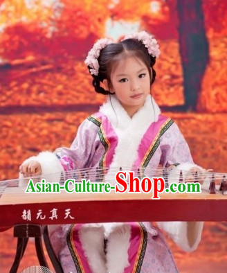 Ancient Chinese Princess Robe and Headwear Complete Set for Children