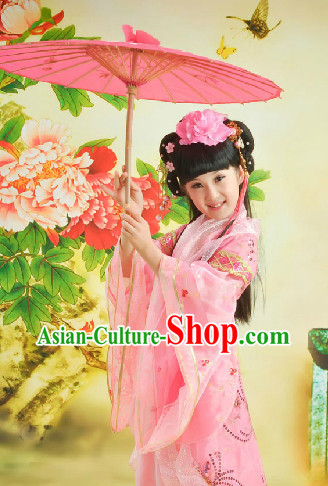 Chinese Traditional Dress and Headwear Complete Set for Children