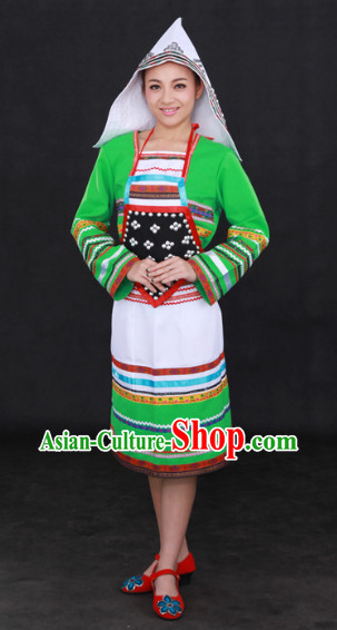 Jinuo Ethnic Minority Dresses and Headgear Complete Set