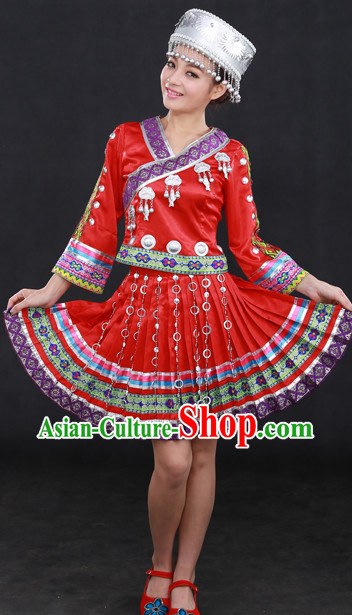 Miao Ethnic Minority Stage Costumes and Hat for Girls