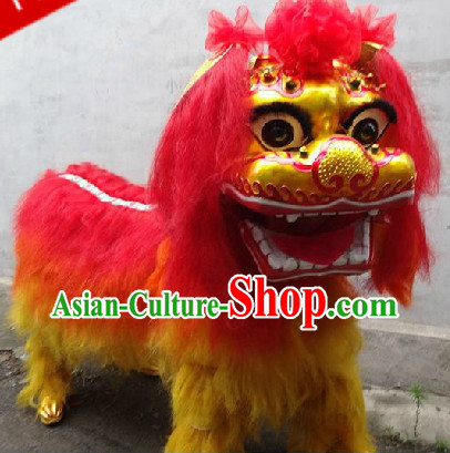 Two People Chinese Beijing Lion Dancing Costumes Complete Set