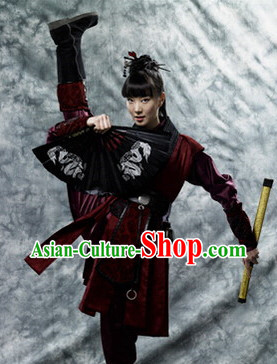 Ancient Korean Black Swordwoman Costumes Complete Set
