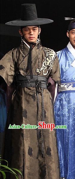 Ancient Korean Top Offiical Costumes and Hat Complete Set