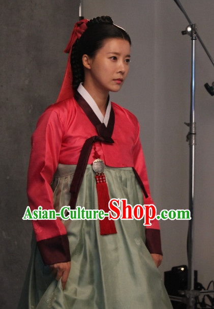 Korean Traditional Hanbok Dresses and Headwear Complete Set for Women