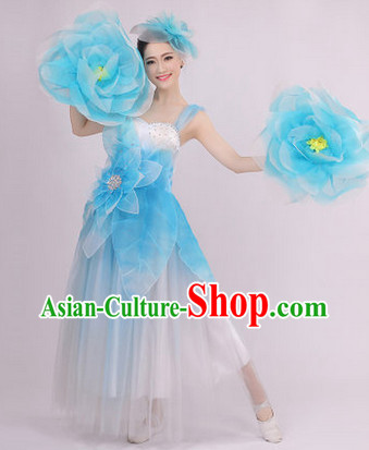 Big Festival Celebration Stage Flower Dance Costume and Headwear for Girls