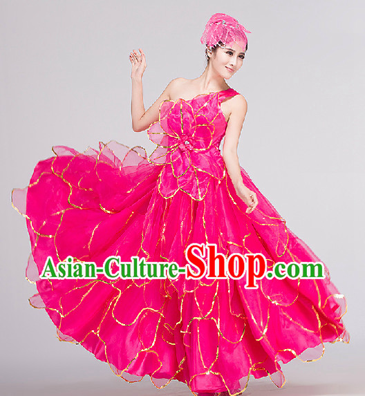 Grand Opening Group Dance Costumes and Headwear Complete Set for Women