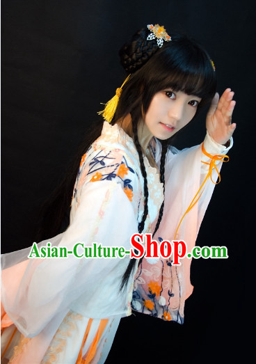 Traditional Chinese Classical Dancewear and Hair Accessories Complete Set