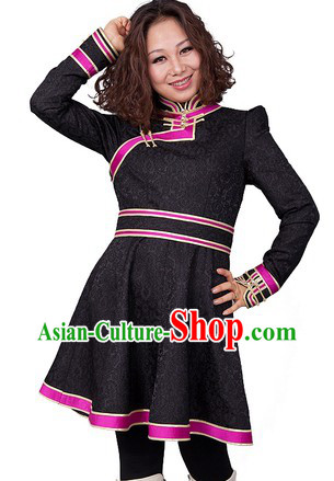 Traditional Chinese Mongolian Black Skirt for Women
