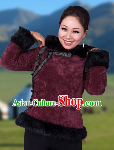 Traditional Chinese Mongolian Winter Jacket for Women
