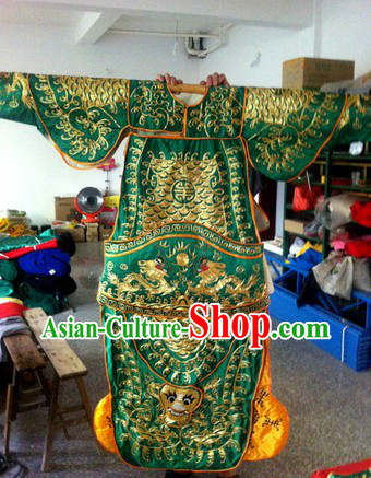 Traditional Chinese Green Peking Opera Embroidered Armor General Costumes