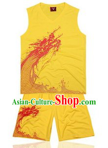 Traditional Yellow Dragon Dance Player Costumes