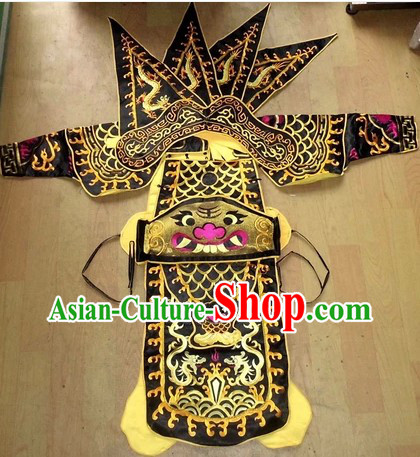 Traditional Chinese Embroidered Dragon Armor Da Kao Costume Complete Set for Kids
