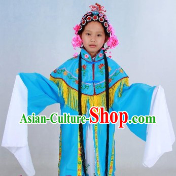Asian Peking Opera Hua Dan Lady Costumes Wig and Hair Accessories for Kids