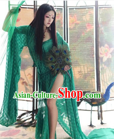 Traditional Chinese Green Tang Dynasty Lady Dress for Women