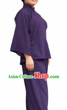 Classic Flax Mandarin Collar Wu Shu Suit