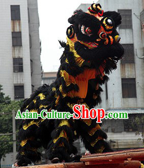 Black and Gold Competition and Parade Lion Dance Costume Complete Set