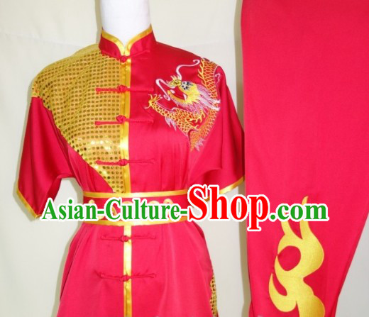 Top Silk Broadcloth Kung Fu Championship Costumes Complete Set