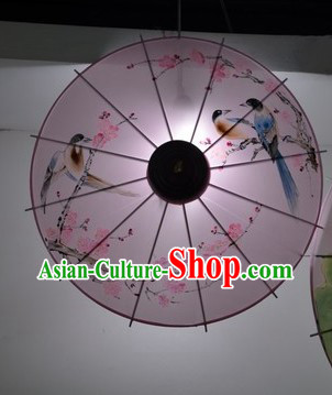 Hands Painted Flower and Bird Traditional Chinese Umbrella Pendant Light