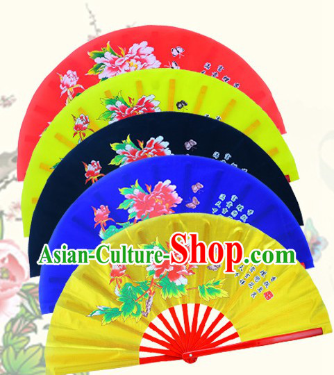 Traditional Kung Fu Double Fans Peony Pattern for Right and Left Hands