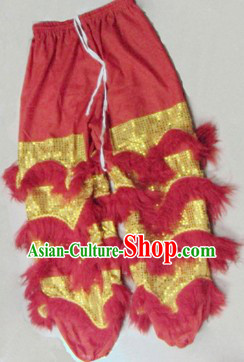Red Wool Chinese Lion Dance Pants