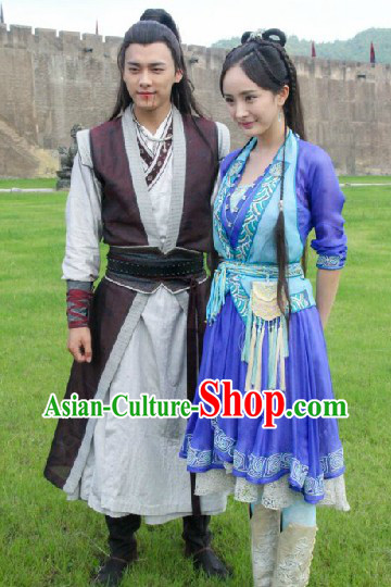 Ancient Chinese Swordsman Costumes and Swordswoman Costumes 2 Sets