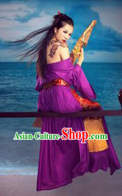 Ancient Chinese Purple Sexy Costumes for Women