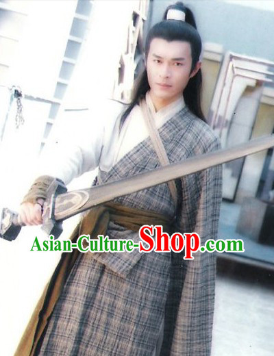 TV Drama Character Yang Guo Costumes Robe Complete Set for Men