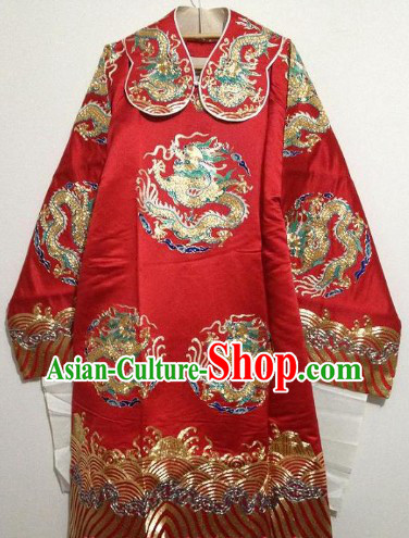 Hands Embroidered Pure Silk Peking Opera Dragon Costumes