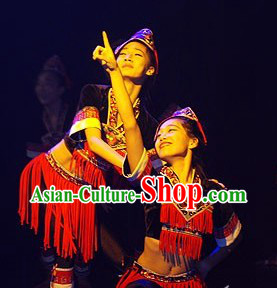 Folk Ethnic Dance Costumes and Hat Complete Set