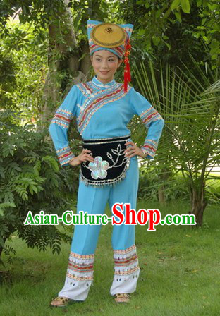 Traditional Chinese Maonan Tribe Outfit and Hat