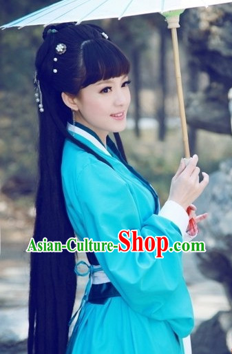 Ancient Chinese Blue Hanfu Outfit