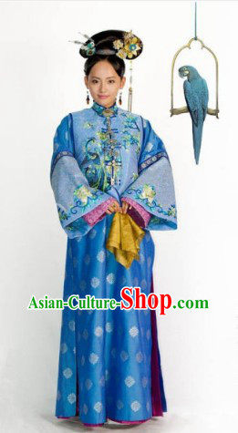 Qing Dynasty Imperial Princess Dresses and Headdress Complete Set
