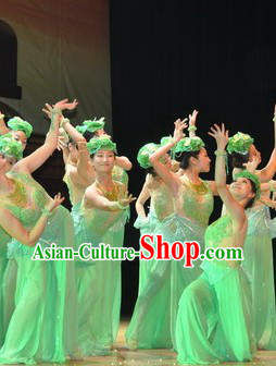 Jasmine Flower Competition Dance Costumes and Headwear Complete Set