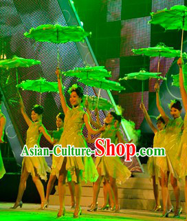 Green Jasmine Flower Dance Costume and Headdress Complete Set