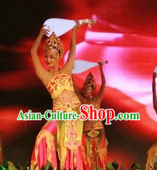 Chinese Lute Dancing Costumes and Headdress Complete Set