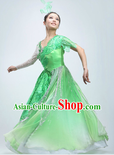 Green Spring Recital Dance Uniform and Headwear