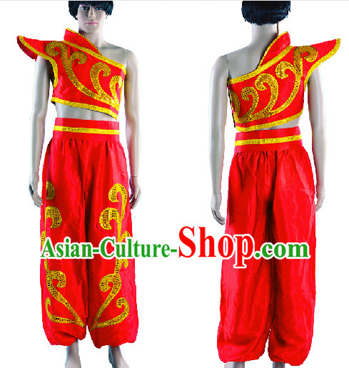 Professional Stage Performance Drum Player Red Costumes