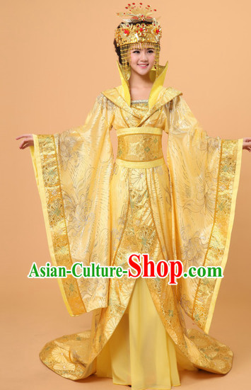 High Collar Long Tail Ancient Chinese Film and Video Empress Garment and Headwear