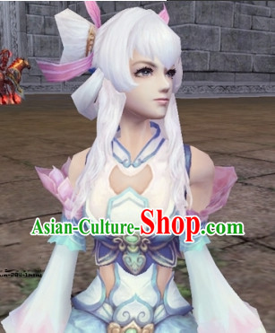 Ancient Chinese Style White Swordswoman Wig
