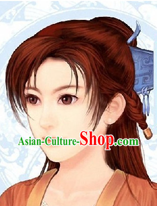 Ancient Chinese Style Red Female Knight Wig for Women